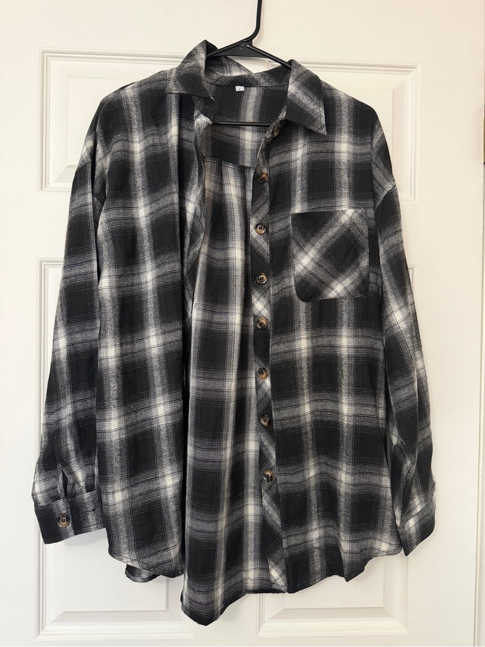 Black & White Plaid Button-Up Shirt